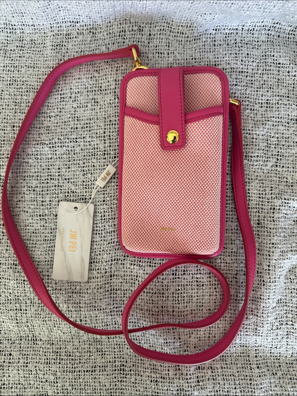 JW PEI Pink Textured Crossbody Phone Bag
